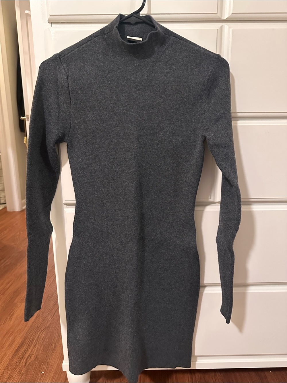 Abercrombie & Fitch Charcoal Gray Long-Sleeve Mock Neck Dress